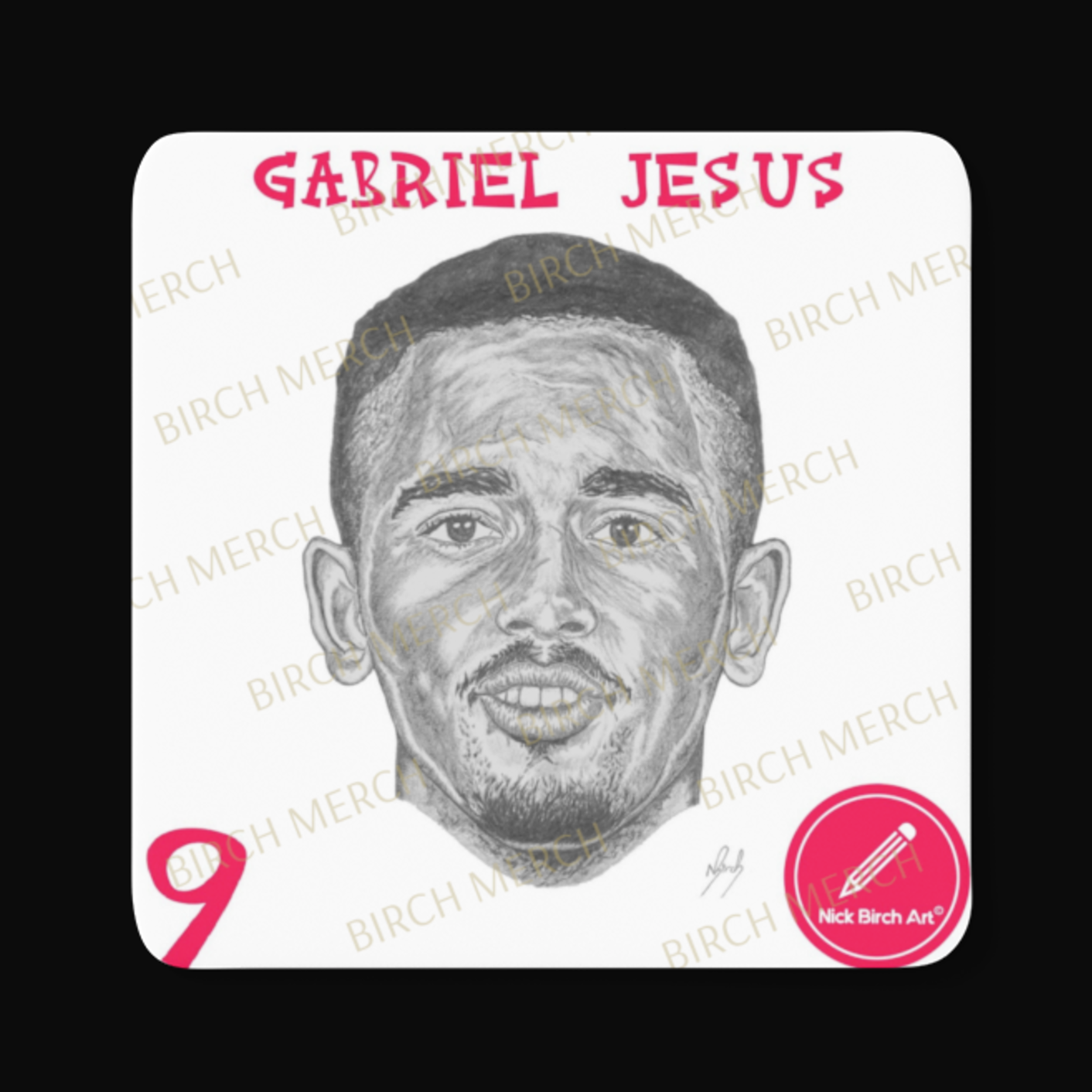 Arsenal Current Players Gabriel Jesus Square Coaster 9cm x 9cm