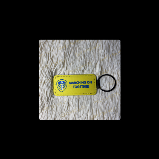 Leeds United Marching On Together Rectangular Keyring 4cm x 8cm