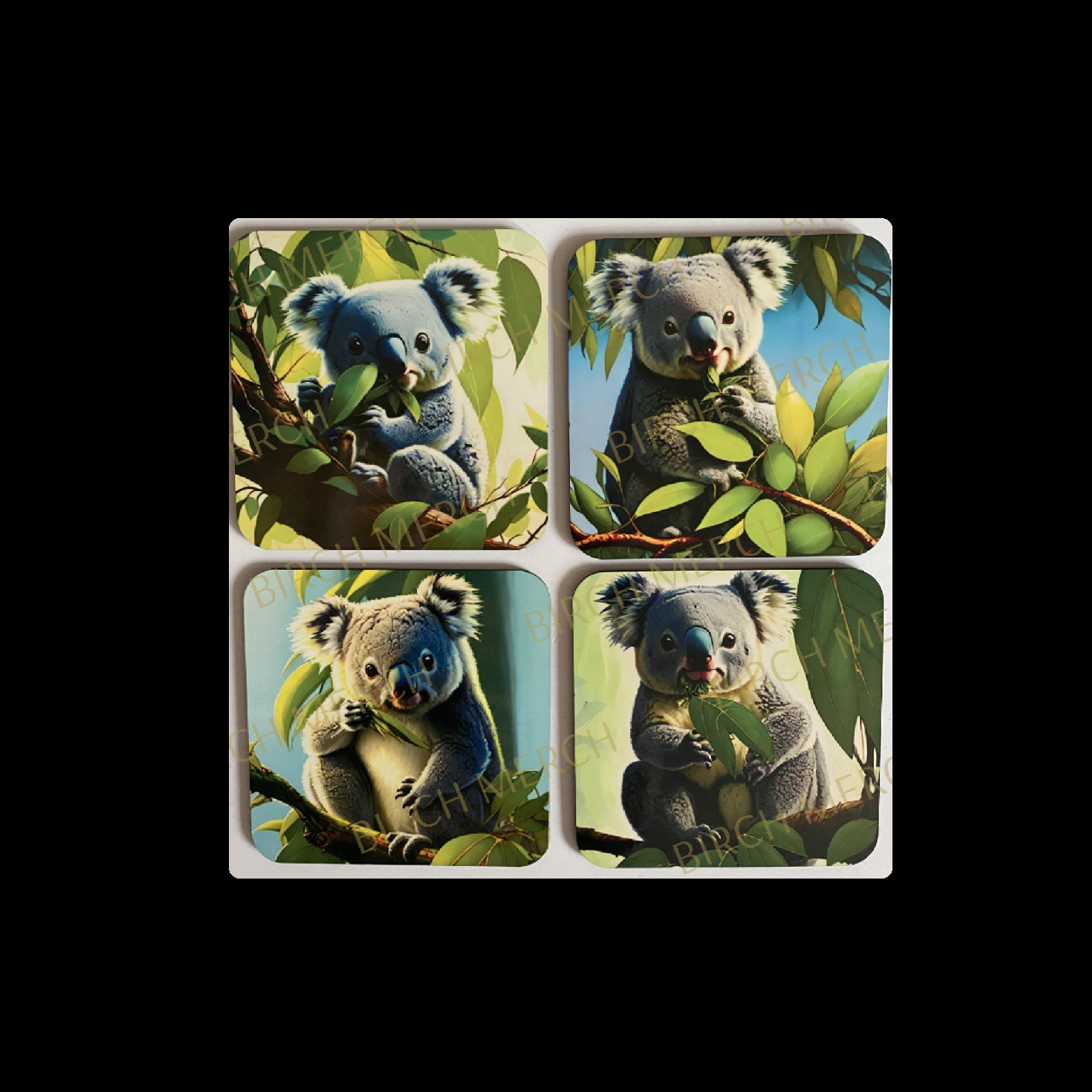 Koala Square 4 Coaster Set 9cm x 9cm Design 1