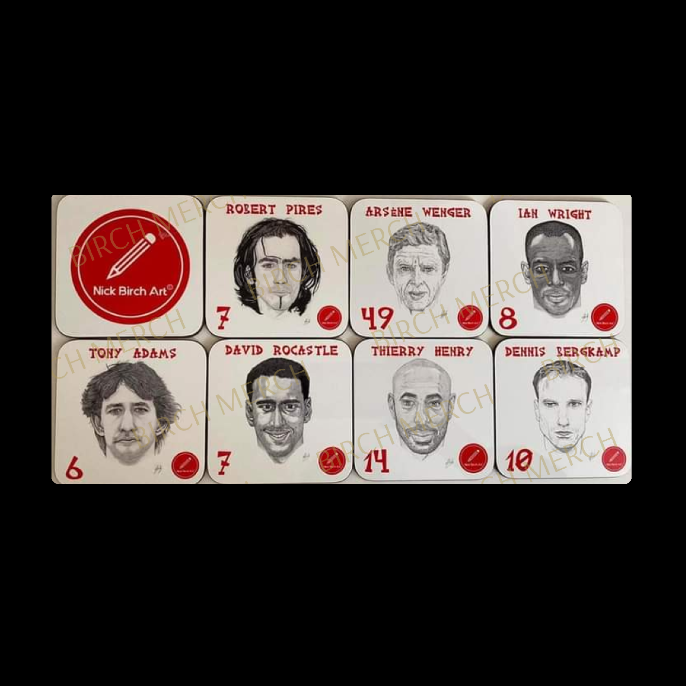 Arsenal Legends Square 8 Coaster Set 9cm x 9cm