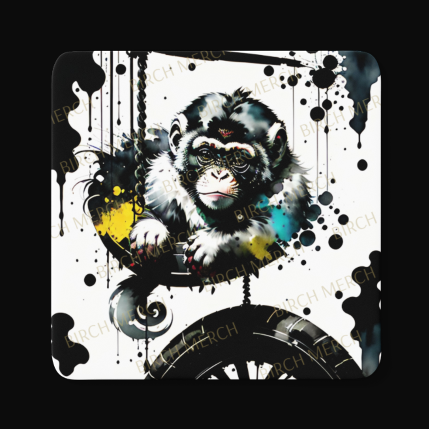 Monkey Square Coaster 9cm x 9cm Design 3