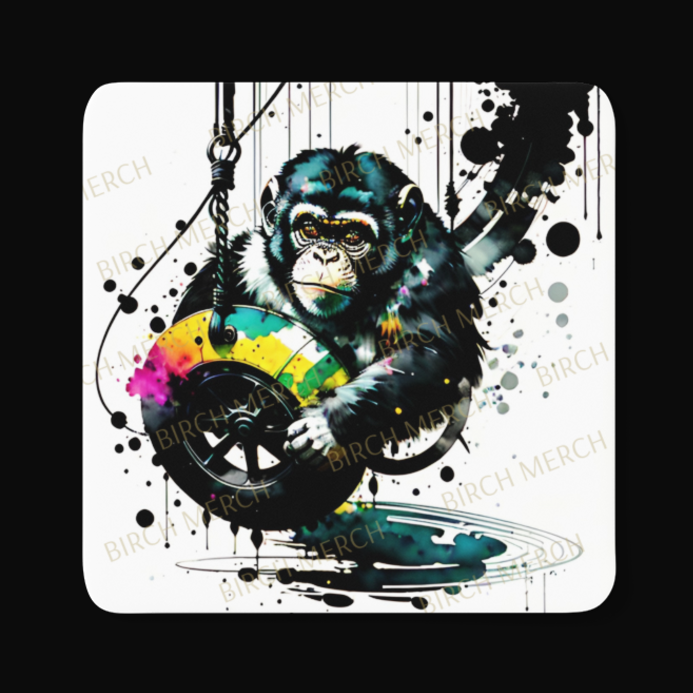 Monkey Square Coaster 9cm x 9cm Design 6