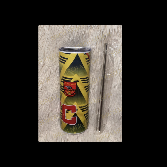 Arsenal 1993 Bruised Banana Away Kit 20oz (590ml) Stainless Steel Straight Skinny Tumbler