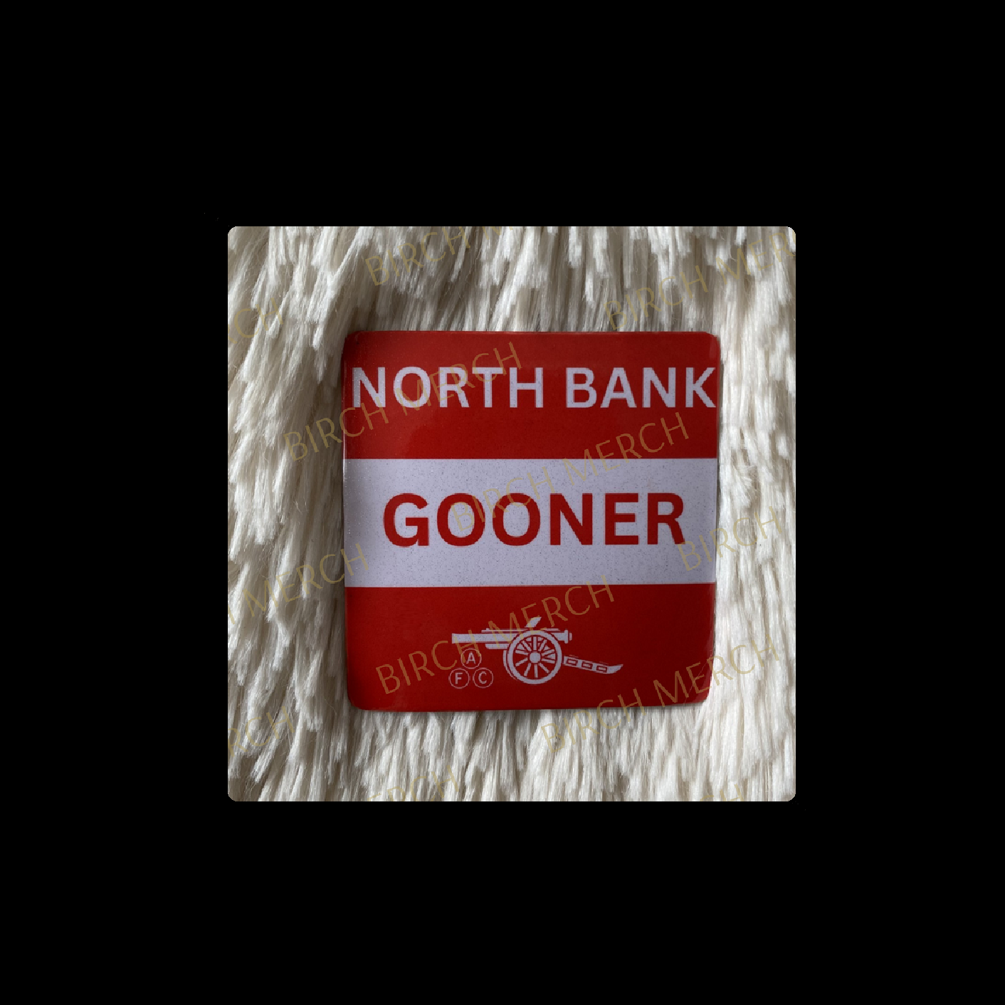 Arsenal North Bank Gooner Red & White Square Magnet 6.5cm x 6.5cm