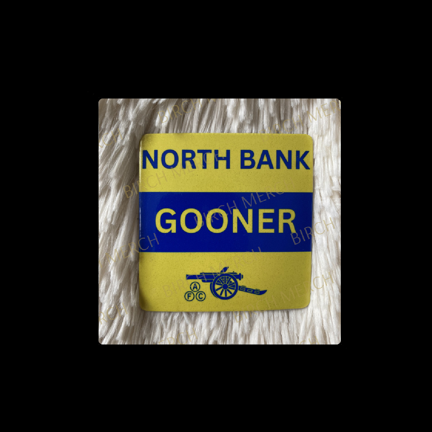 Arsenal North Bank Gooner Yellow & Blue Square Magnet 6.5cm x 6.5cm