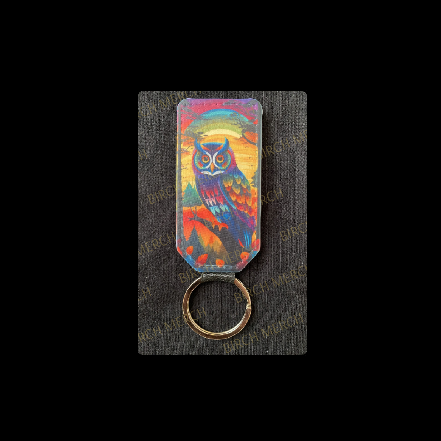 Owl Rectangular Keyring 7.8cm x 3.8cm Design 2