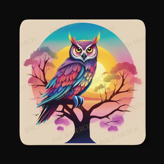 Owl Square Coaster 9cm x 9cm Style B Design 4