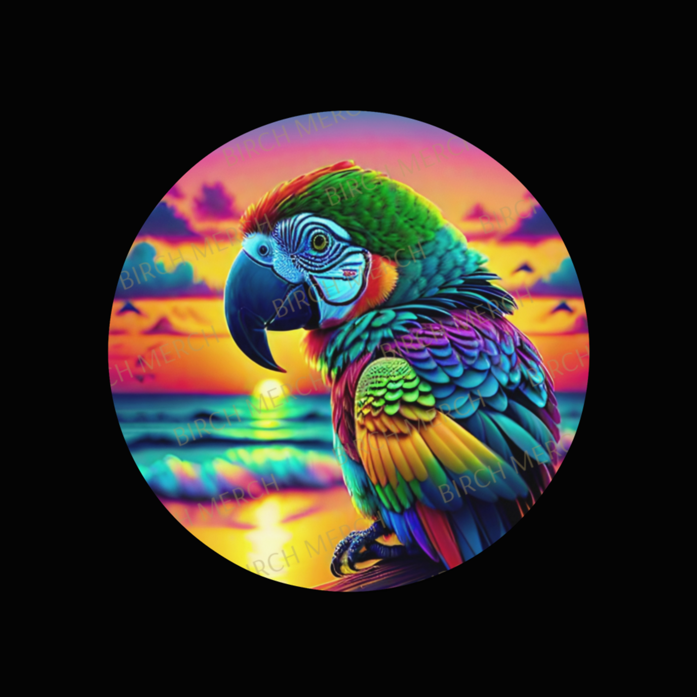 Parrot Square/Round Coaster 9cm x 9cm Design 3