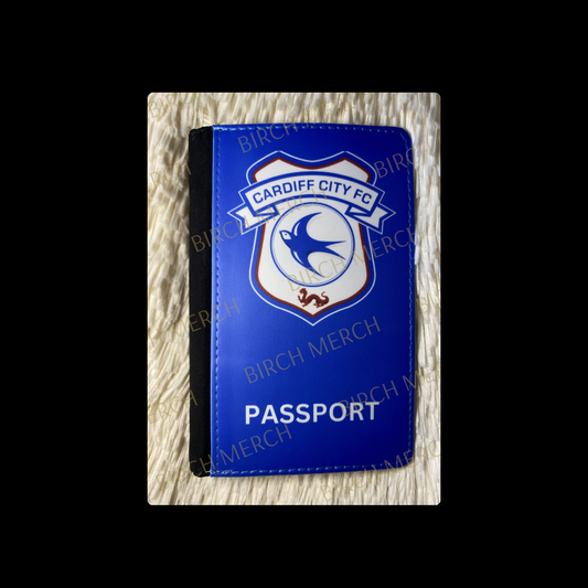 Cardiff City Badge PU Material Passport Holder Wallet 15cm x 10cm