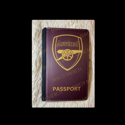 Arsenal Redcurrant & Gold Badge PU Material Passport Holder Wallet 15cm x 10cm