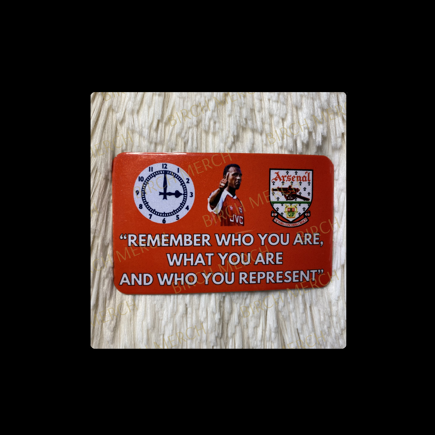 Arsenal Red Rocky Remember Who You Are Badge Rectangular Magnet 9cm x 5.5cm