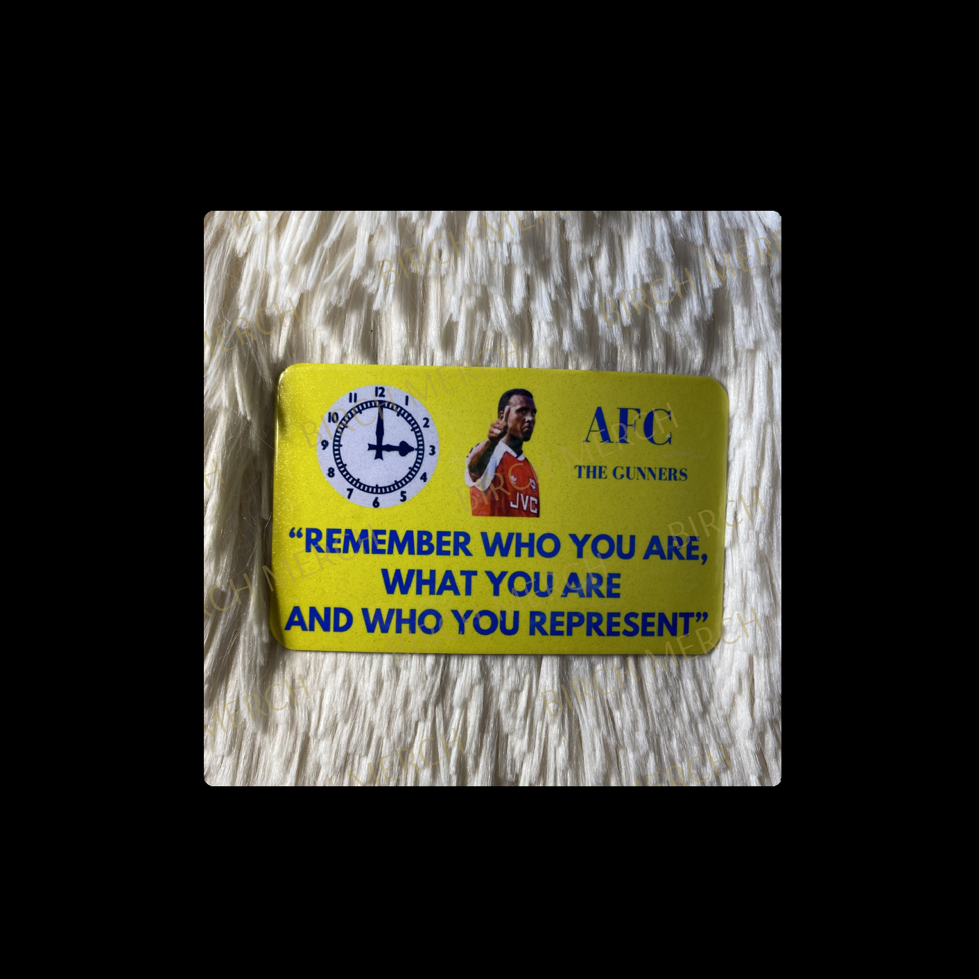 Arsenal Yellow Rocky Remember Who You Are AFC Rectangular Magnet 9cm x 5.5cm