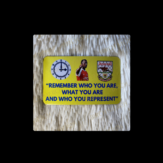 Arsenal Yellow Rocky Remember Who You Are Badge Rectangular Magnet 9cm x 5.5cm