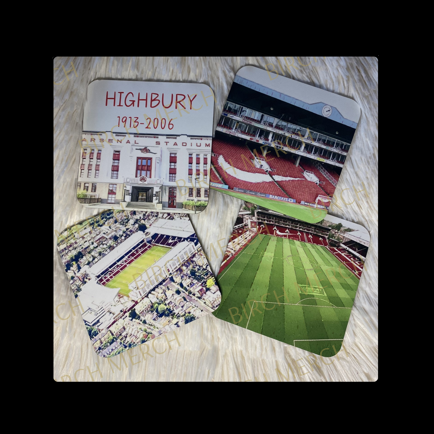 Arsenal Vintage Highbury 4 Square Coaster Set 9cm x 9cm