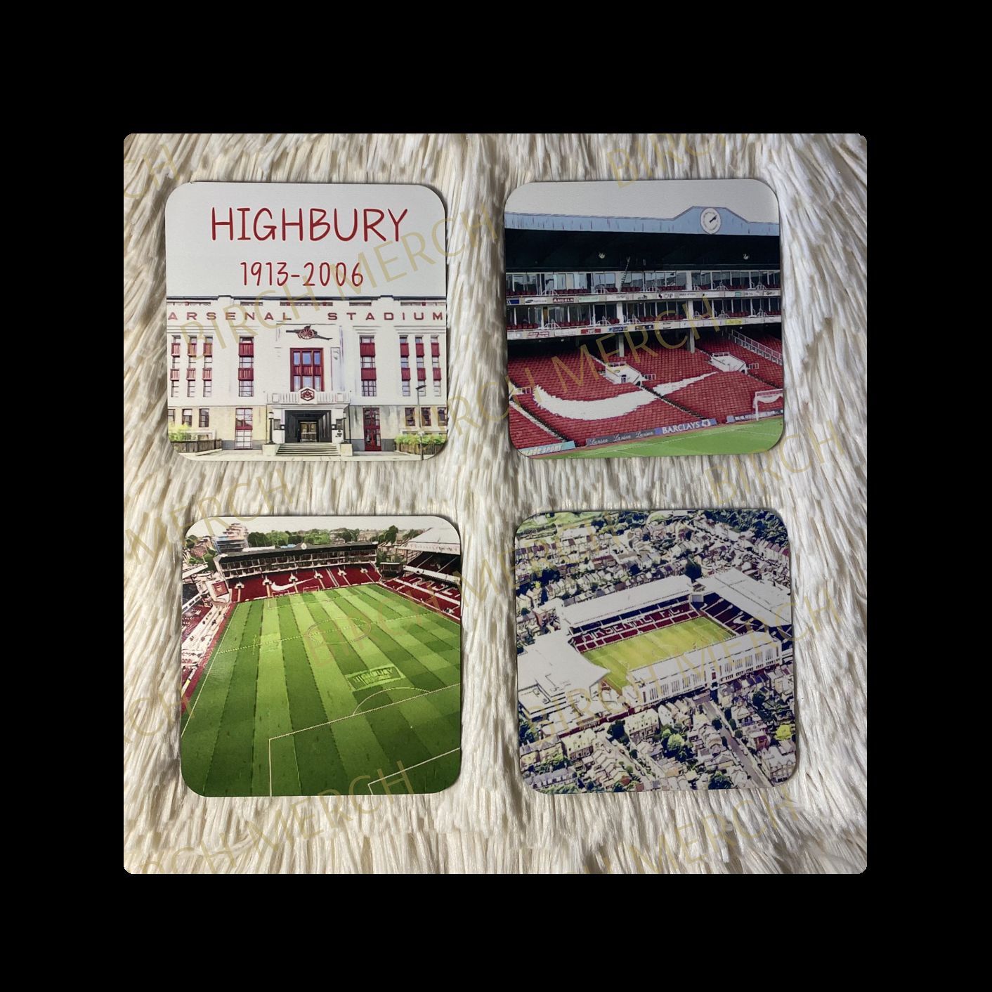 Arsenal Vintage Highbury 4 Square Coaster Set 9cm x 9cm