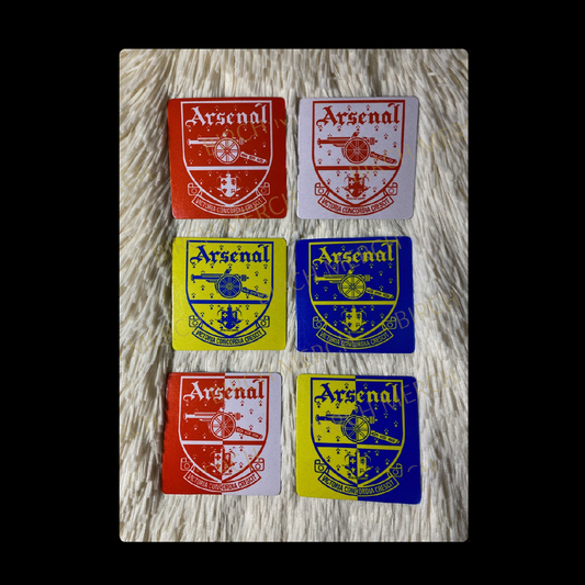 Arsenal 1949-1990 Badge 6 Different Designs Square Magnet Set 6.5cm x 6.5cm