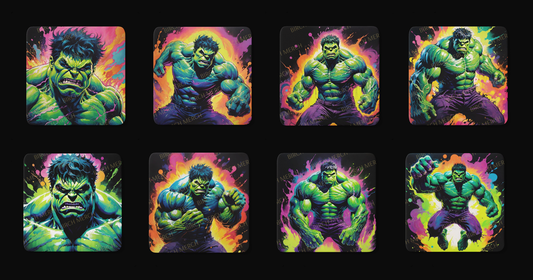 Hulk Square 8 Coaster Set 9cm x 9cm