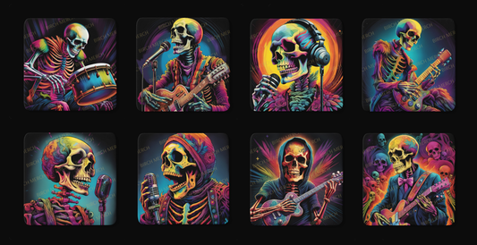 Skeleton Square 8 Coaster Set 9cm x 9cm