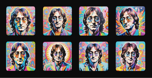 John Lennon Square 8 Coaster Set 9cm x 9cm