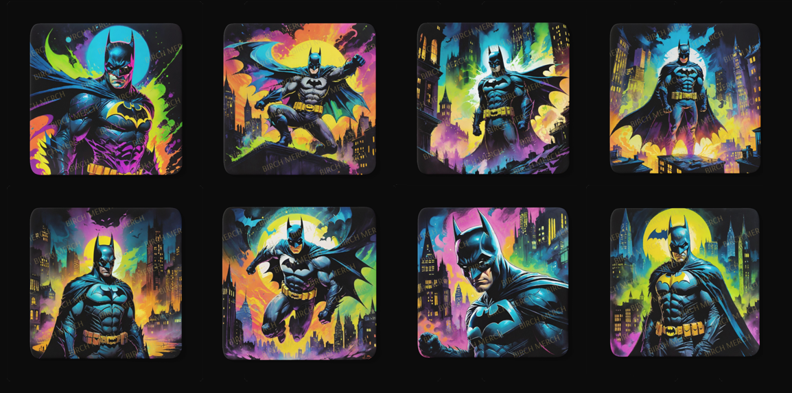 Batman Square 8 Coaster Set 9cm x 9cm