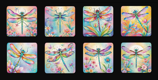 Dragonfly Square 8 Coaster Set 9cm x 9cm