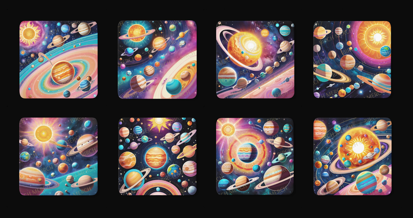 Space Square 8 Coaster Set 9cm x 9cm