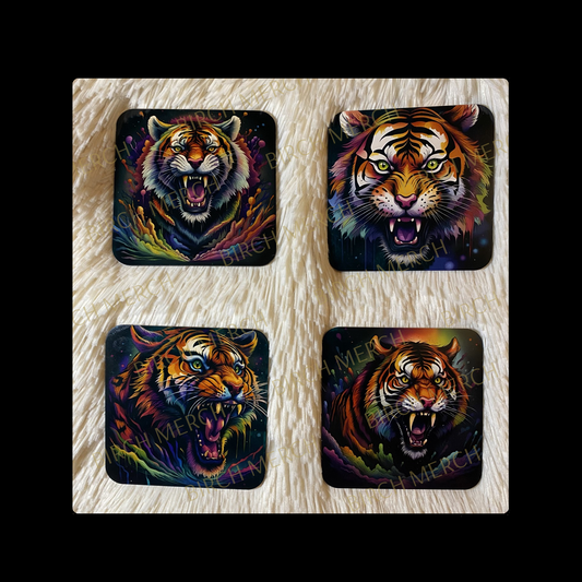 Tiger Square 4 Coaster Set 9cm x 9cm