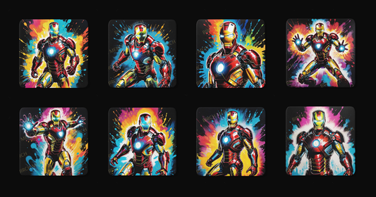 Iron Man Square 8 Coaster Set 9cm x 9cm