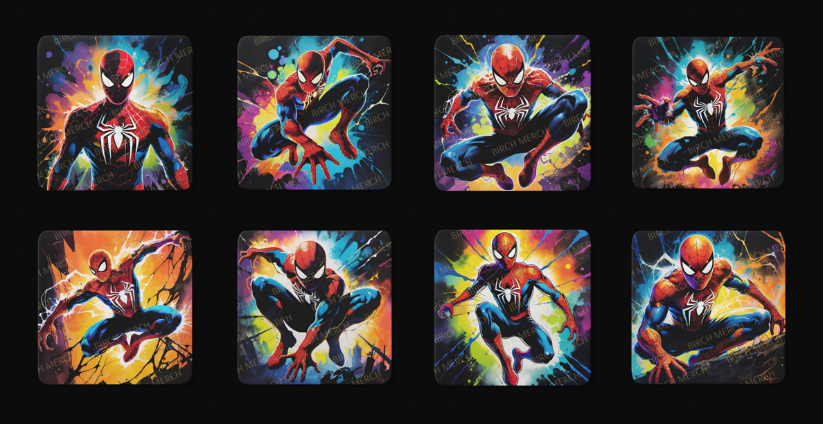 Spider-Man Square 8 Coaster Set 9cm x 9cm