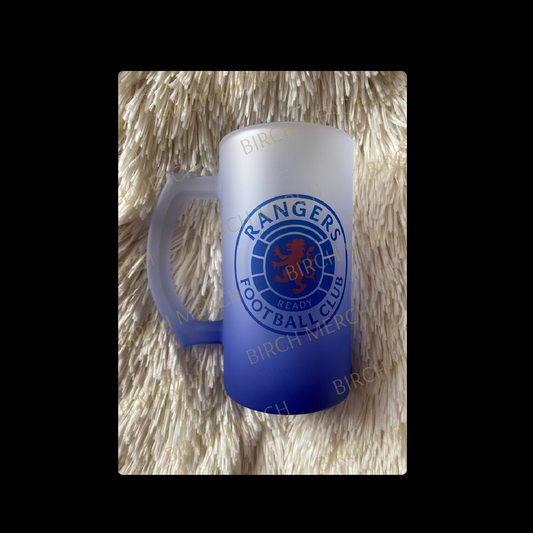 Glasgow Rangers Badge 16oz (474ml) Blue Two Tone Frosted Stein Mug