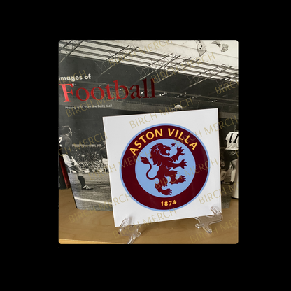 Aston Villa Badge Ceramic Tile 15cm x 15cm (6" x 6") Supplied With Clear Stand