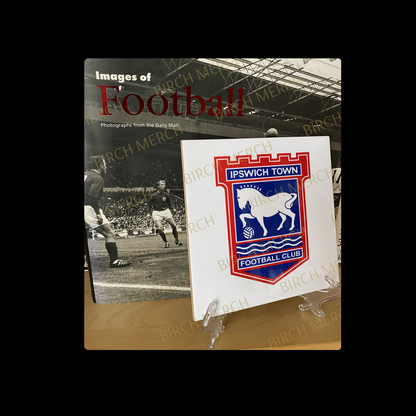 Ipswich Town Badge Ceramic Tile 15cm x 15cm (6" x 6") Supplied With Clear Stand