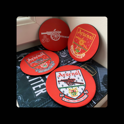 Arsenal Retro Badges Round Rubber Backed 4 Coaster Set 10cm