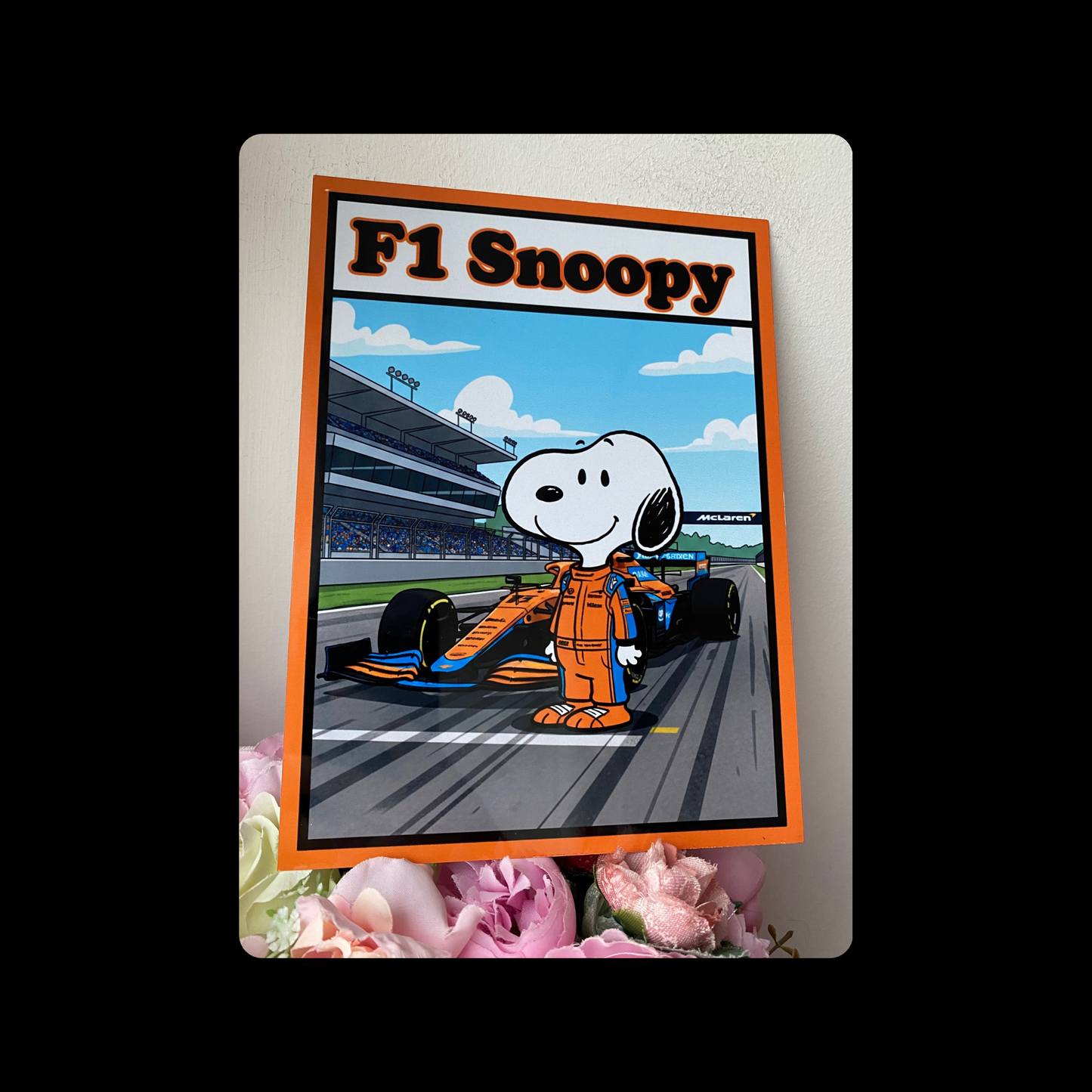 Snoopy F1 (McLaren) Metal Bar Sign 15cm x 20cm