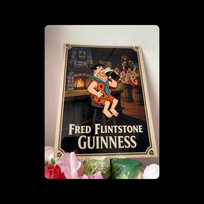 Fred Flintstone Guinness Metal Bar Sign 15cm x 20cm