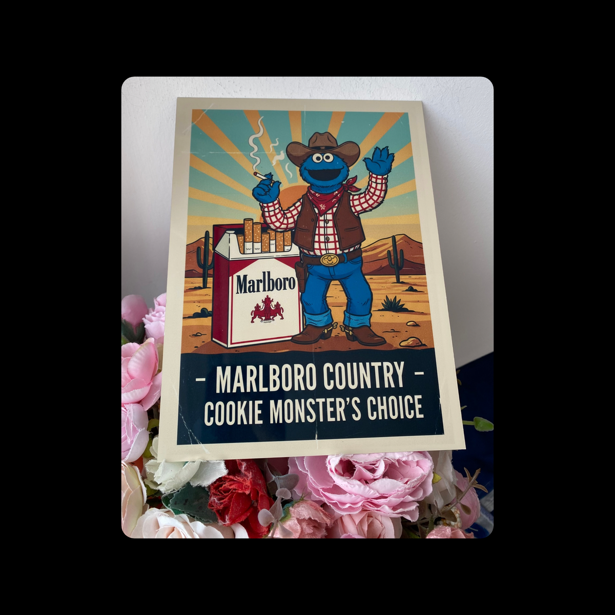 Cookie Monster Marlboro Cigarettes Metal Bar Sign 15cm x 20cm