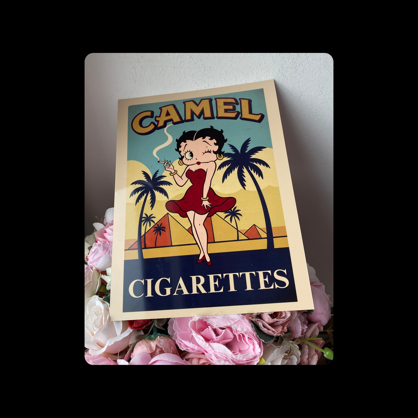 Betty Boop Camel Cigarettes Metal Bar Sign 15cm x 20cm