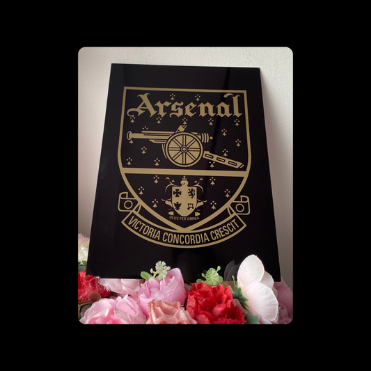Arsenal 1949-1990 Badge Black & Gold Metal Bar Sign 15cm x 20cm