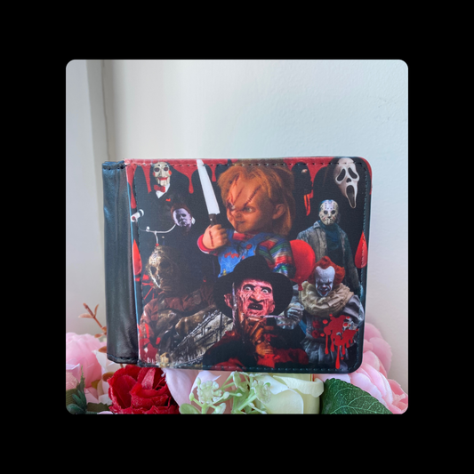 Horror Film Characters Collage PU Material Wallet