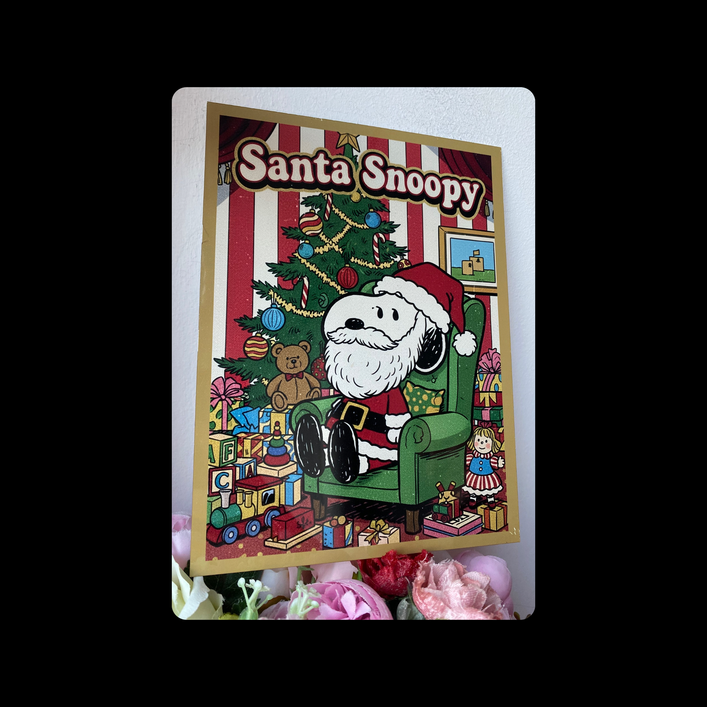 Snoopy Santa Metal Bar Sign 15cm x 20cm