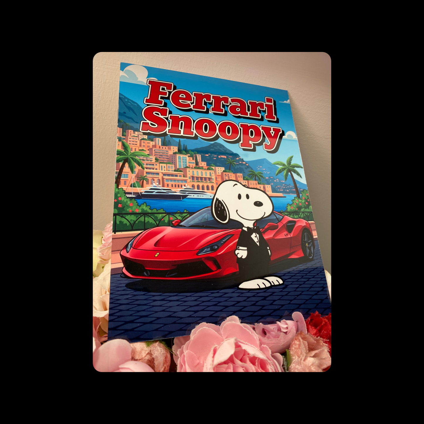 Snoopy Ferrari Metal Bar Sign 15cm x 20cm