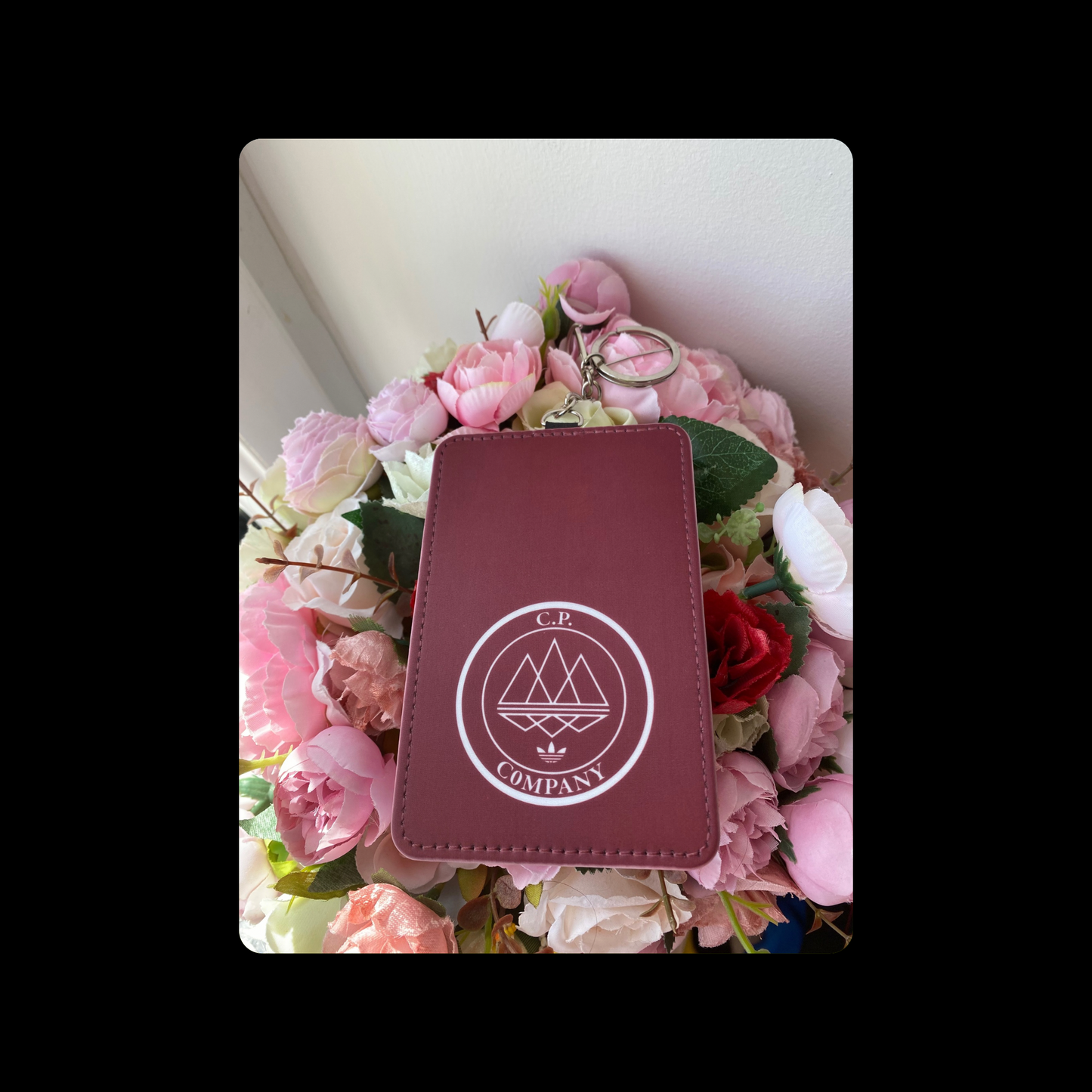 C.P Company Burgundy PU Material Card Holder