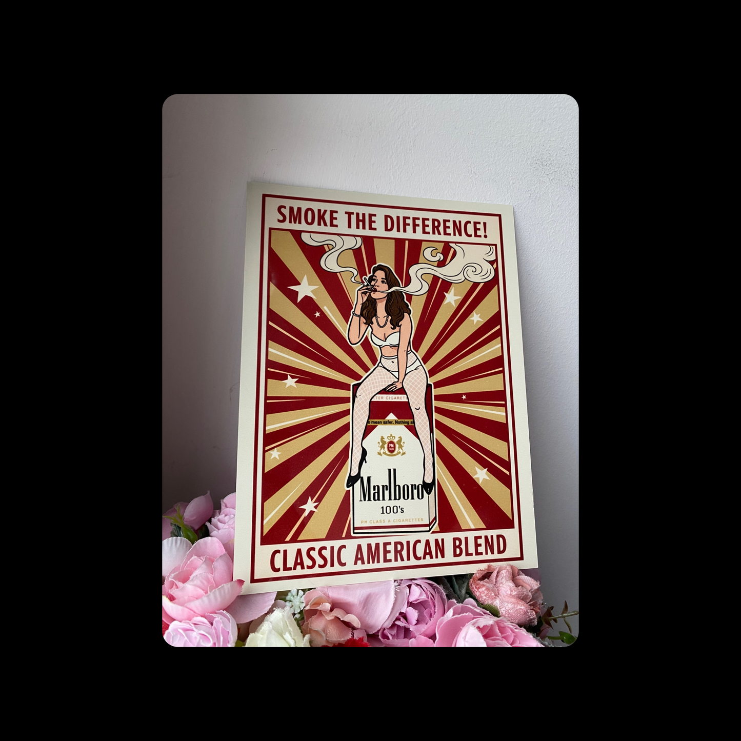 Marlboro Cigarettes Pin Up Girl Metal Bar Sign 15cm x 20cm