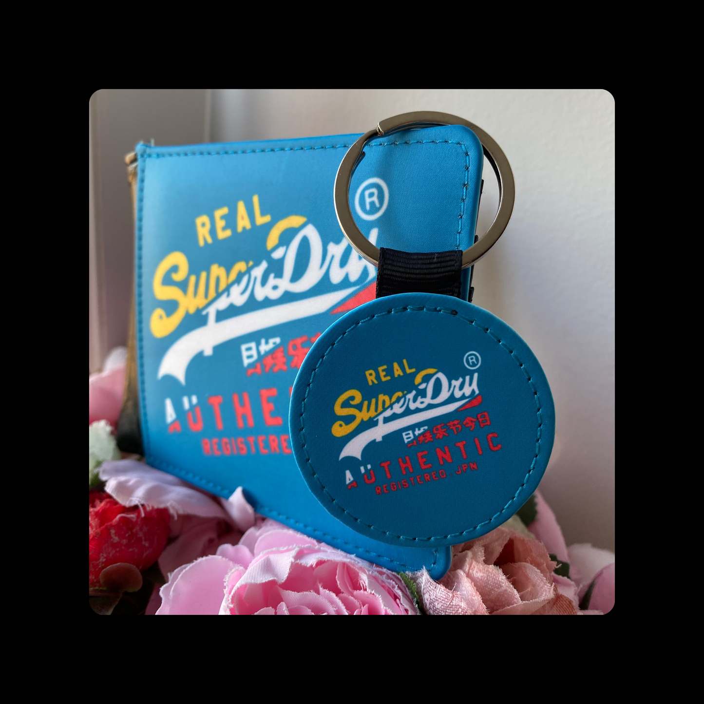 Superdry Three Colour Logo PU Material Wallet & Keyring