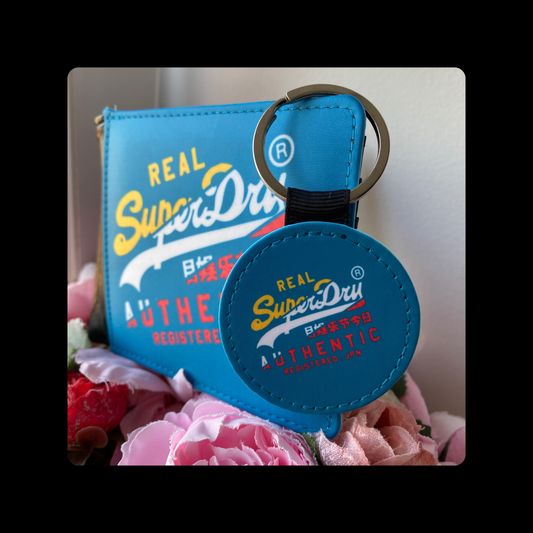 Superdry Three Colour Logo PU Material Wallet & Keyring