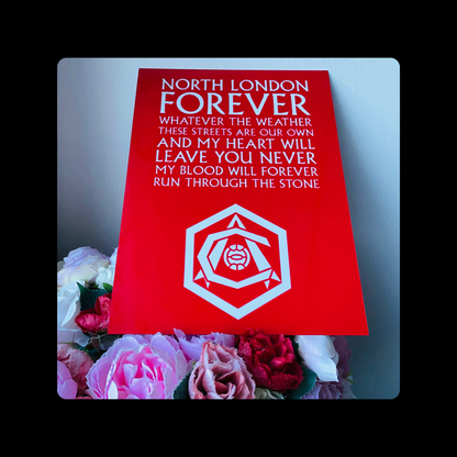 Arsenal North London Forever Lyrics 1936-1949 Badge Metal Bar Sign 15cm x 20cm
