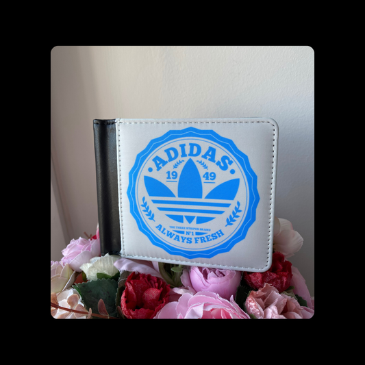 Adidas Always Fresh Grey & Blue PU Material Wallet 10cm x 9.5cm