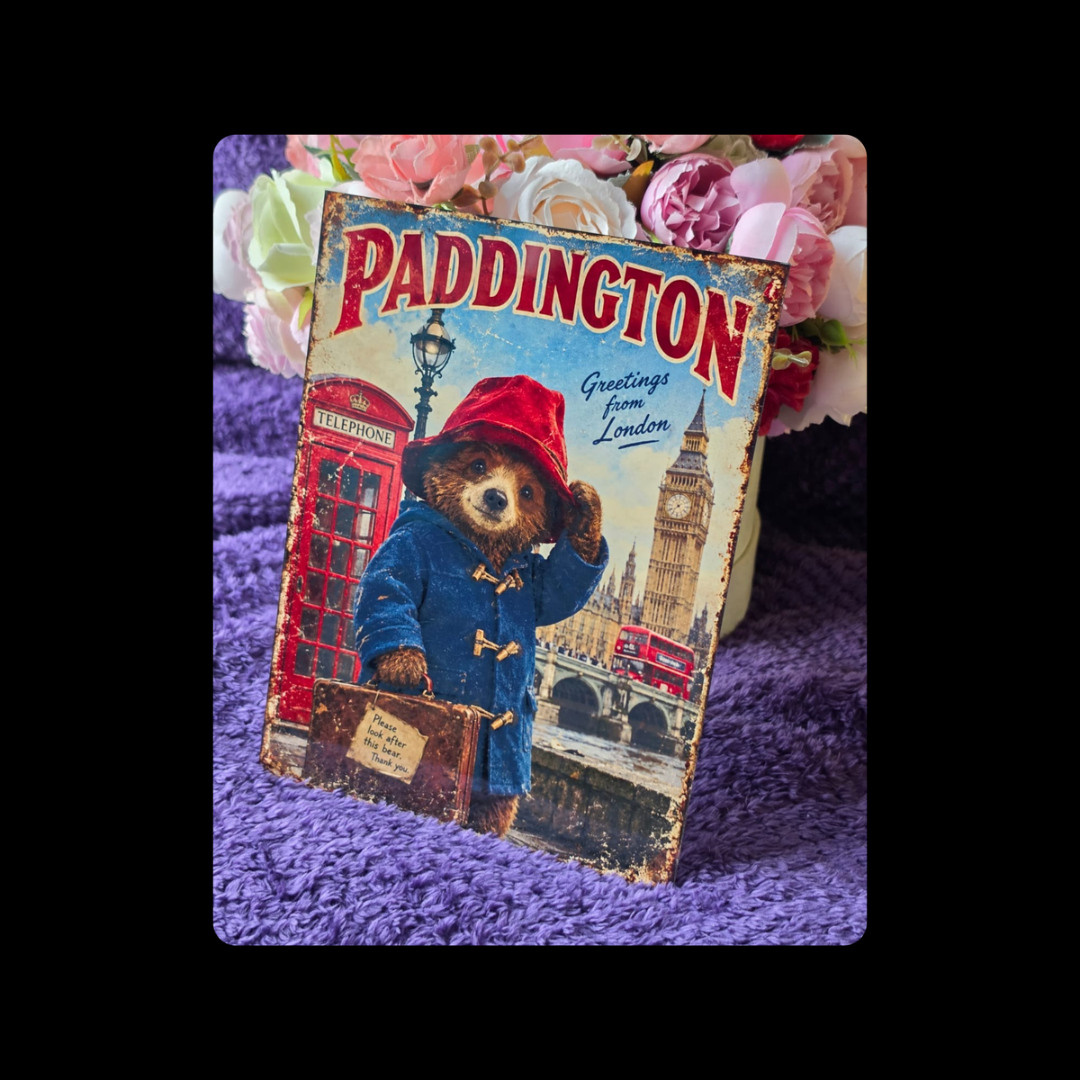 Paddington Bear London Metal Sign 15cm x 20cm