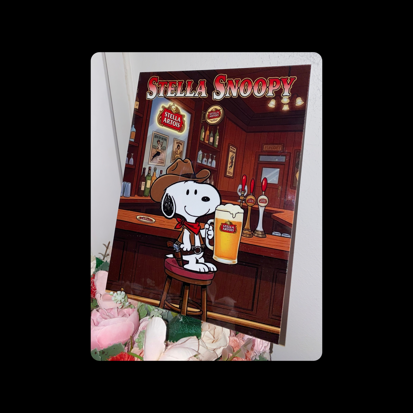 Snoopy Stella Metal Bar Sign 15cm x 20cm