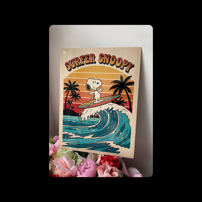 Snoopy Surfer Metal Bar Sign 15cm x 20cm